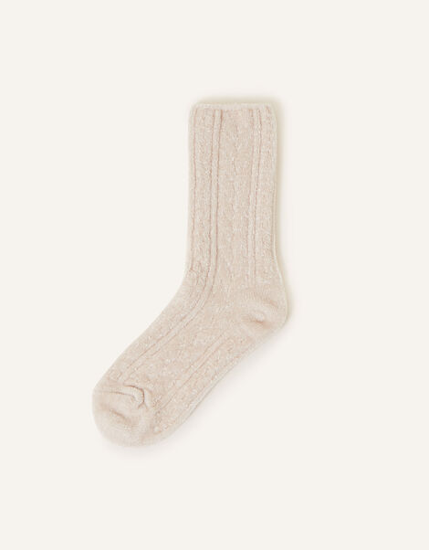 Chenille Cable Chunky Socks, Pink (PALE PINK), large