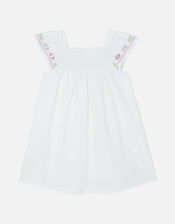 Embroidered Mirrored Dress, White (WHITE), large