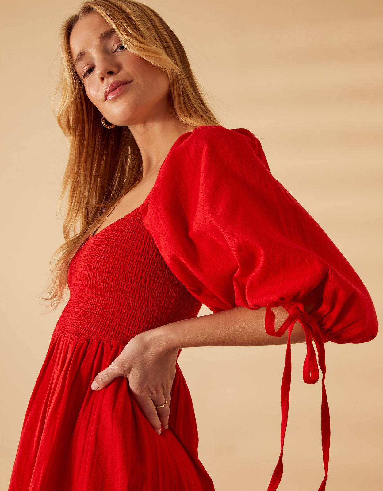 Red dress with sale sleeves