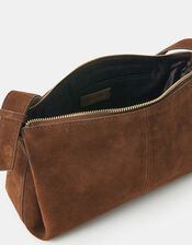 Suede Shoulder Bag, Brown (CHOCOLATE), large