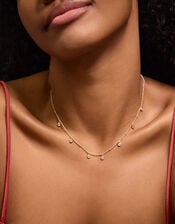14ct Gold-Plated Diamanté Station Necklace, , large