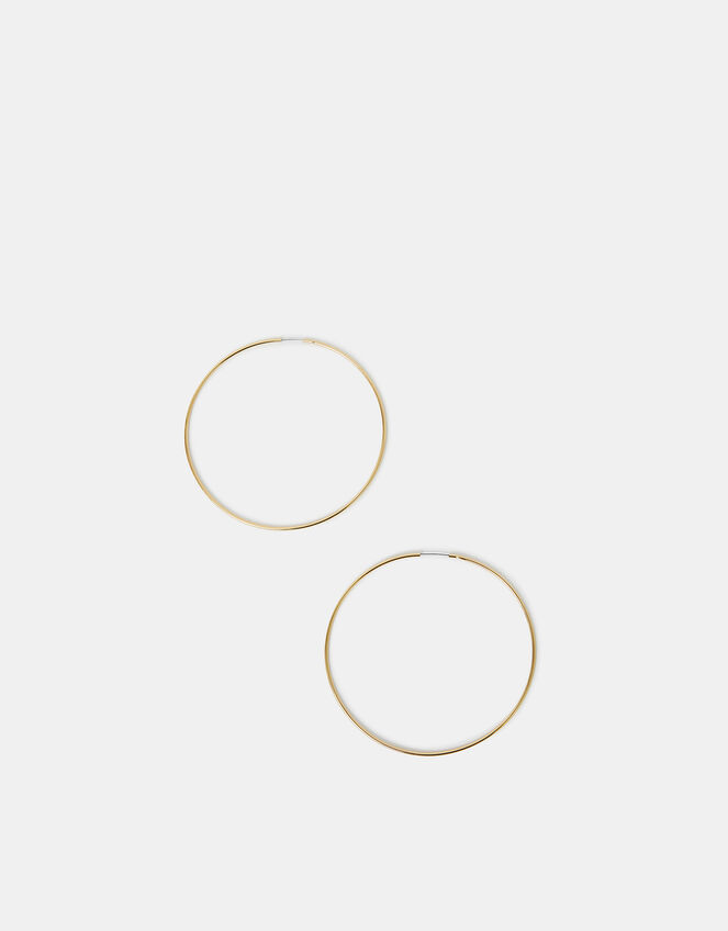 14ct Gold-Plated Large Thin Hoops, , large