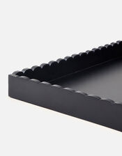 Large Wood Scallop Tray, Black (BLACK), large