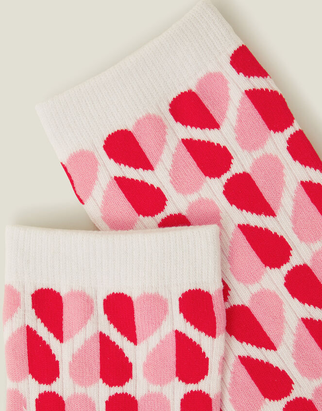 Two Tone Heart Print Socks, , large