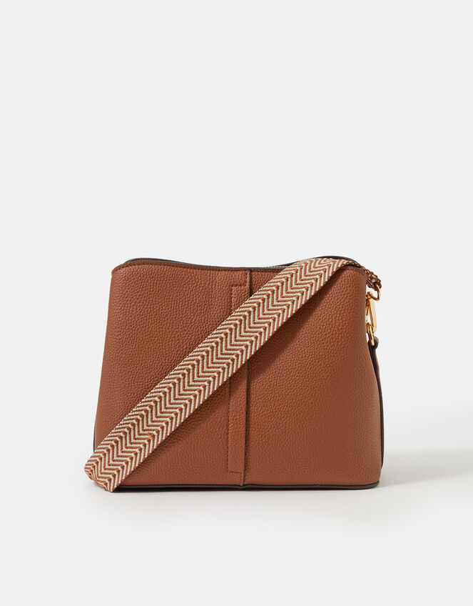Webbing Strap Crossbody Bag , Tan (TAN), large