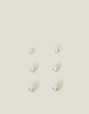 3-Pack Sterling Silver Ball Stud Earrings, , large