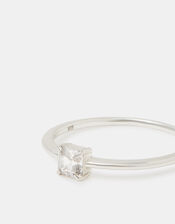 Sterling Silver Princess Cut Ring, Silver (ST SILVER), large