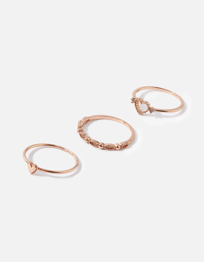 14ct Rose Gold-Plated Stacking Rings Set of Three, Gold (ROSE GOLD), large
