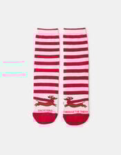 Stripy Dachshund Christmas Socks, , large