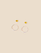 Sterling Silver Healing Stone Yellow Quartz Earrings Set of Two, , large