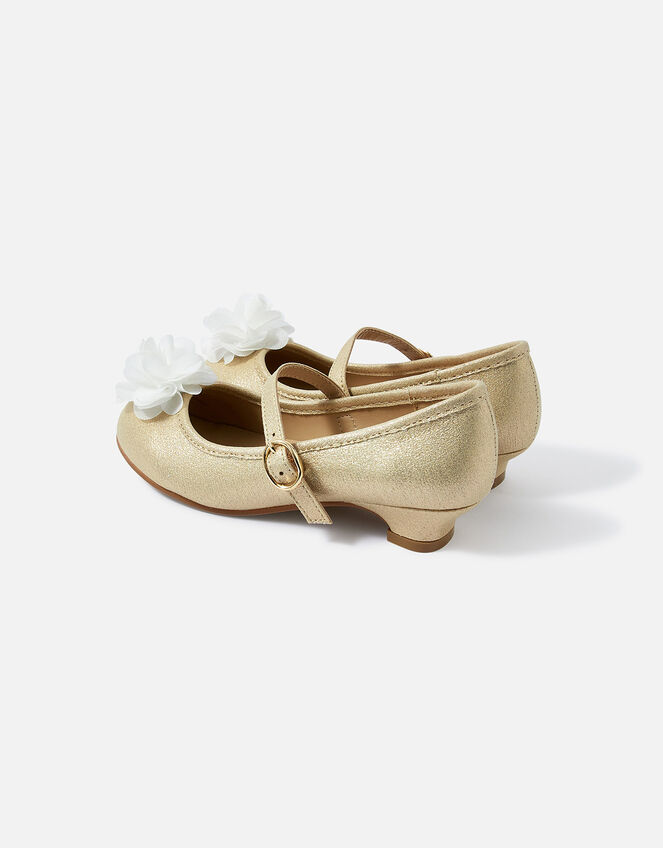 Girls Shimmer Corsage Flamenco Shoes, Gold (GOLD), large