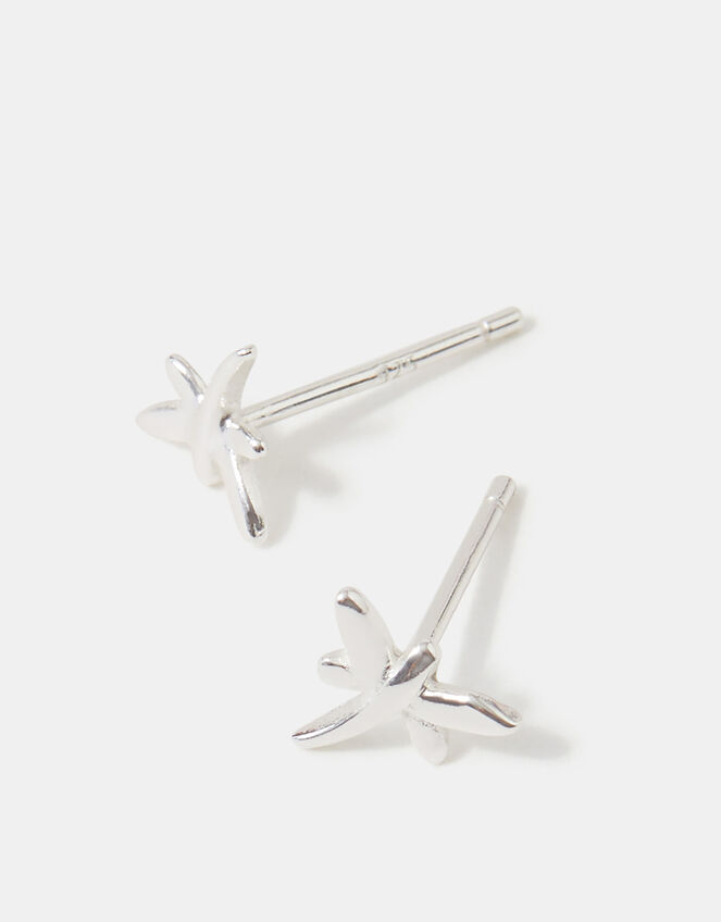 Sterling Silver Dragonfly Stud Earrings, , large