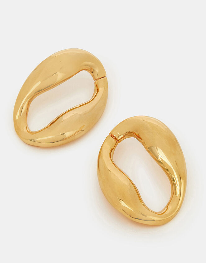 14ct Gold-Plated Molten Loop Stud Earrings, , large