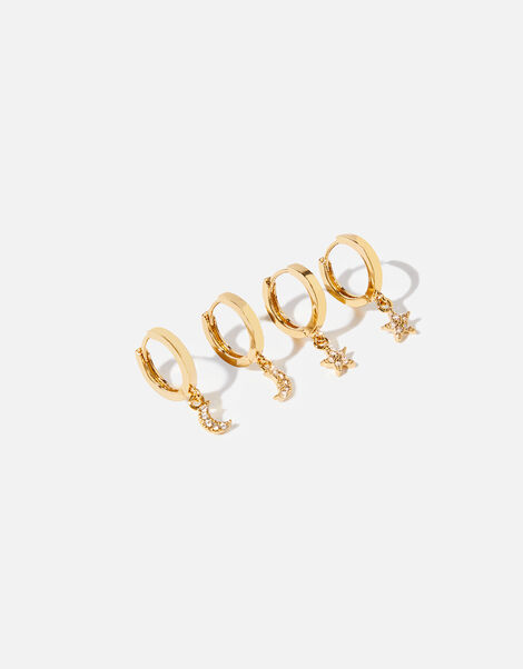 Gold-Plated Celestial Earrings Set of Two, , large