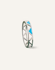 Sterling Silver Triangle Band Ring, Blue (TURQUOISE), large
