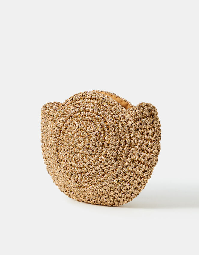 Metallic Shell Macram&eacute; Crossbody Bag, , large