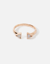 Rose Gold-Plated Healing Stone Clear Quartz Pyramid Ring, Gold (ROSE GOLD), large