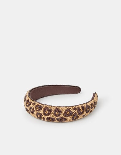 Accessorize x Good Manners Beaded Leopard Print Headband, , large