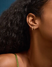 2-Pack 14ct Gold-Plated Claw Clicker Hoop Earrings, , large