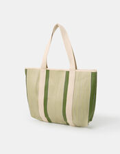 Irregular Stripe Pocket Tote Bag, , large