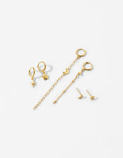 Gold-Plated Celestial Irregular Earring Set, , large
