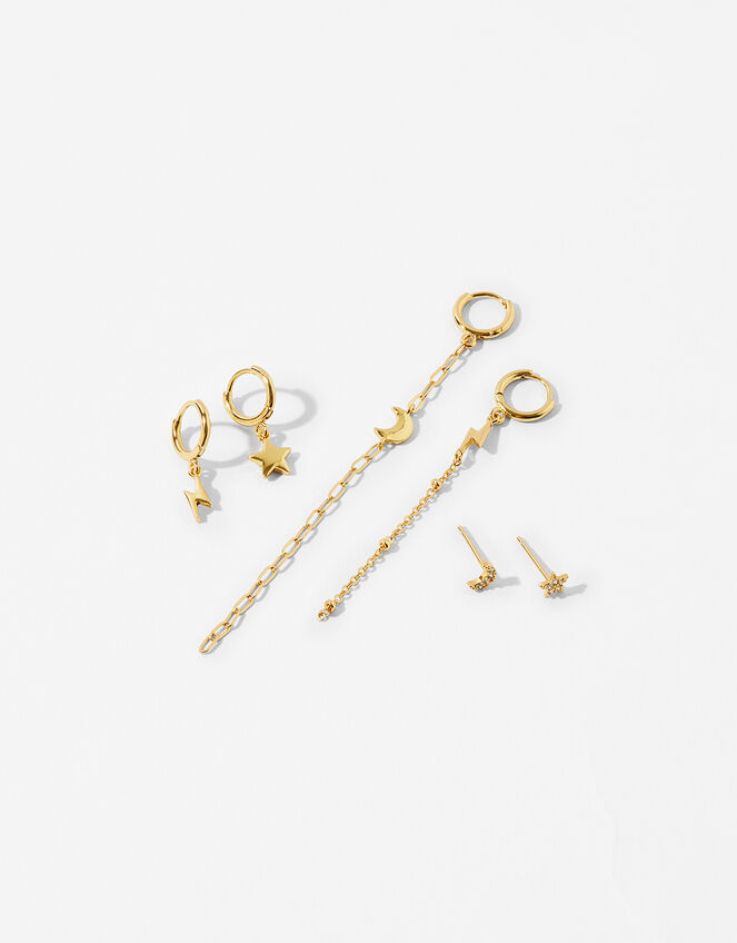 Gold-Plated Celestial Irregular Earring Set, , large
