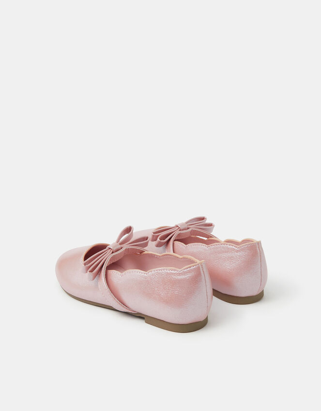 Girls Bow Strap Scallop Ballet Flats, Pink (PINK), large