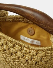 Fish Handle Woven Crossbody Bag, , large