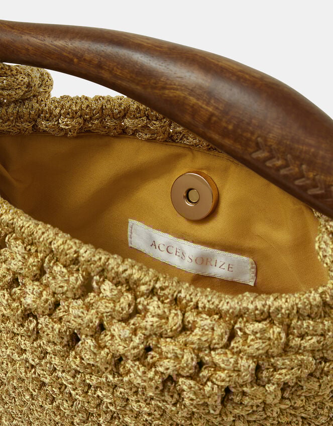 Fish Handle Woven Crossbody Bag, , large