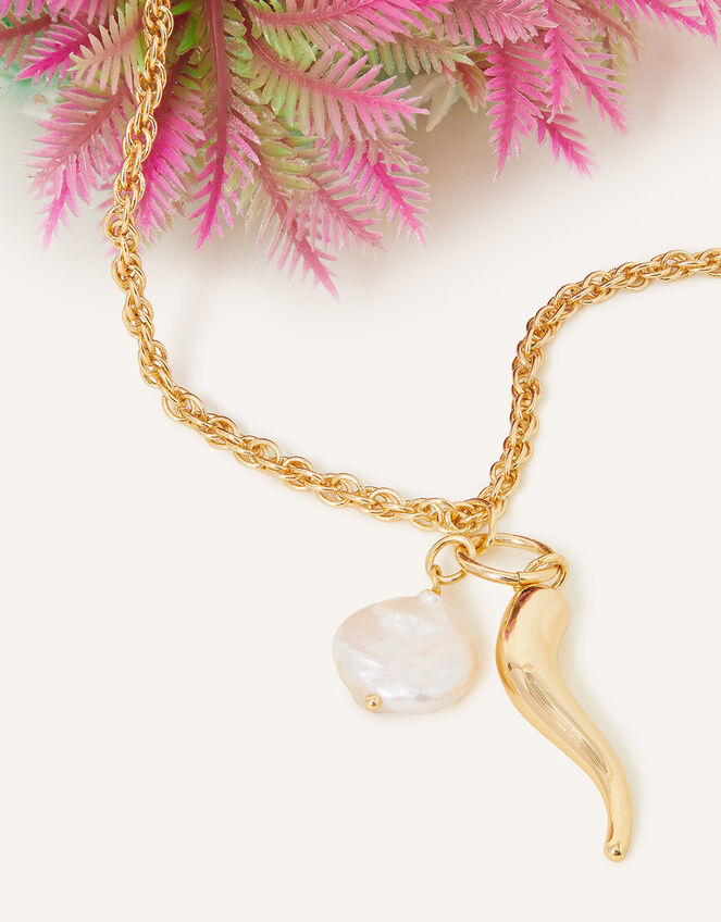 14ct Gold-Plated Long Rope Charm Necklace, , large