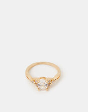 Cubic Zirconia Twist Engagement Ring, Gold (GOLD), large