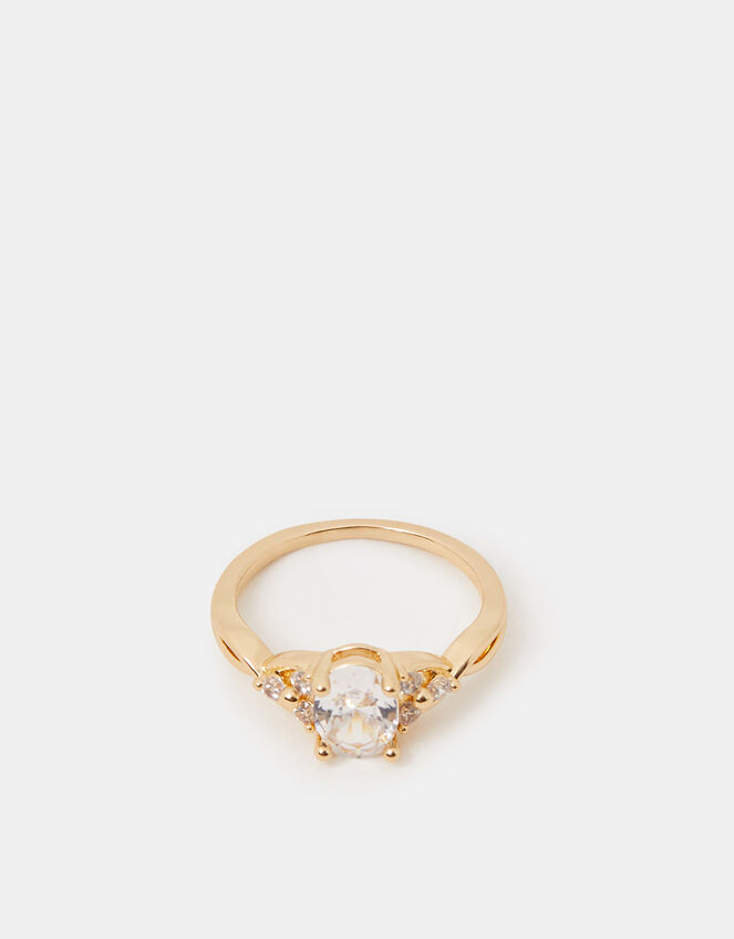 Cubic Zirconia Twist Engagement Ring, Gold (GOLD), large