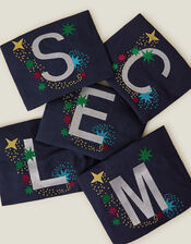 Initial Embroidered Tote Bag, Blue (NAVY), large