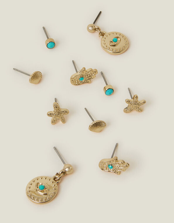 5-Pack Starfish Stud Earrings, , large