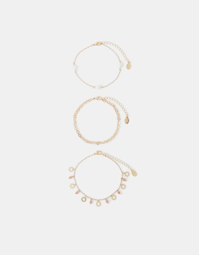 3-Pack Sunshine Charm Anklets, , large