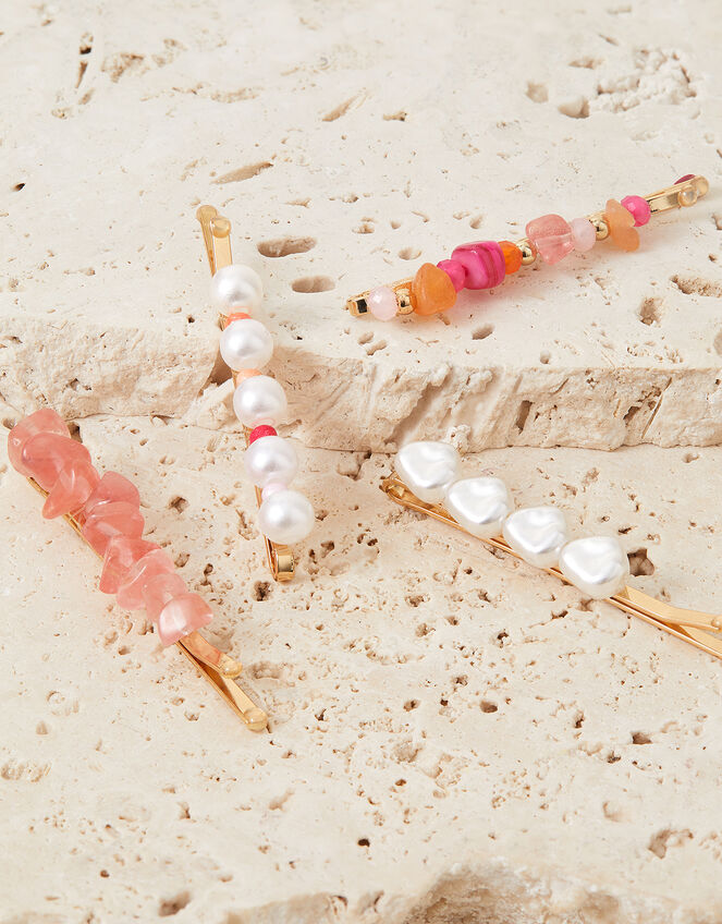 Pearl Gem Hair Slides 4 Pack, , large