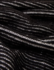 Contrast Rib Knit Scarf, Black (BLACK), large