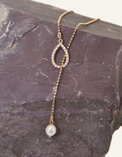 Crystal Pearl Ball Chain Y-Necklace, , large