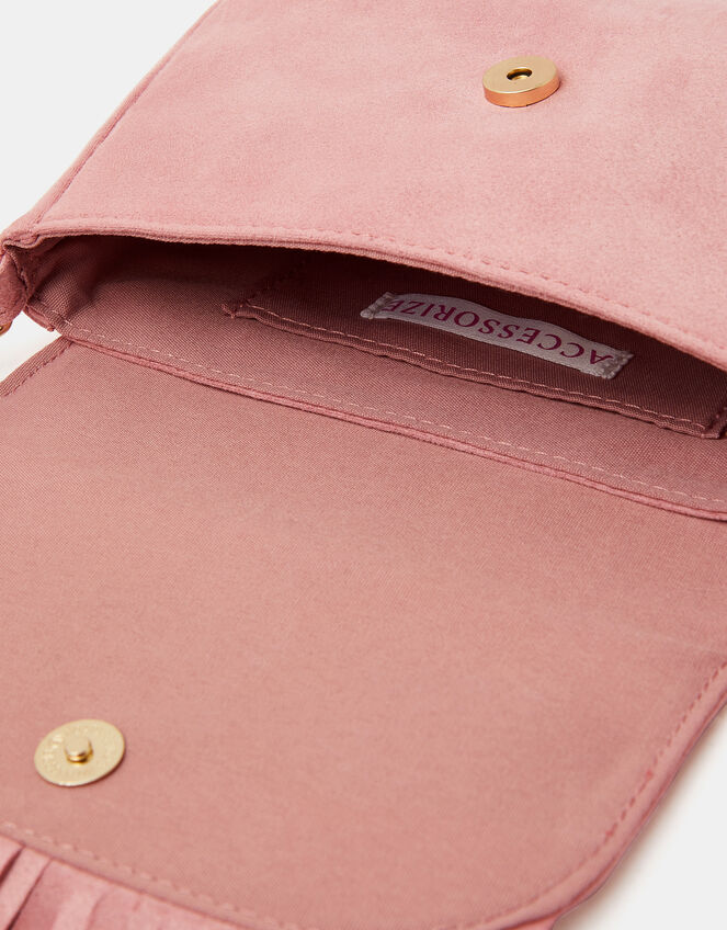 Girls Floral Embroidered Fringe Crossbody Bag, , large