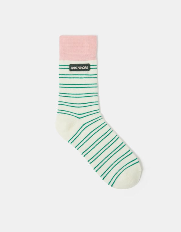 Accessorize x Good Manners Ciao Amore Stripe Socks, , large