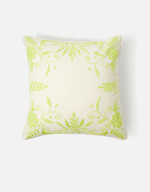 Riviera Embroidered Cushion Cover, Green (LIME), large