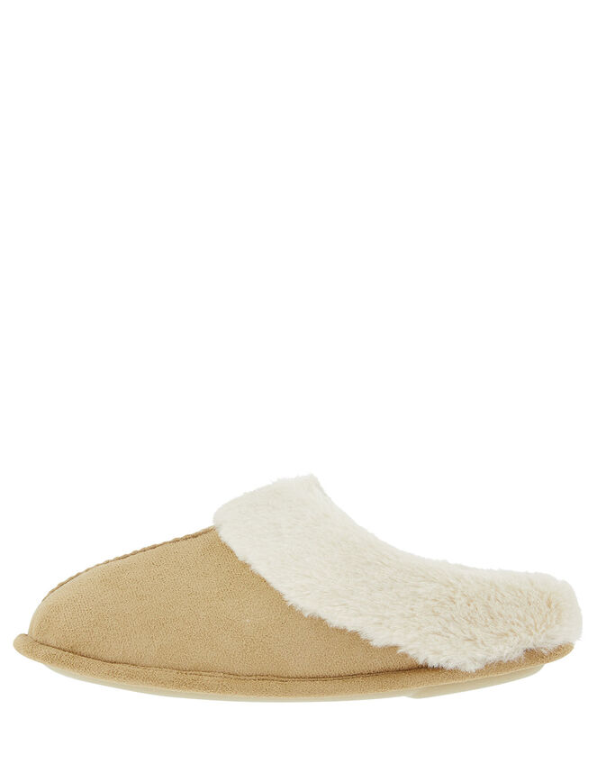 Suedette Mule Slippers, Tan (TAN), large