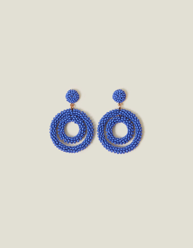 Beaded Drop Hoop Earrings, , large