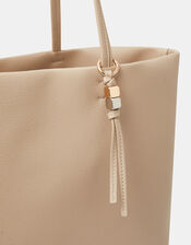 Charm Faux Leather Tote Bag, Cream (CREAM), large