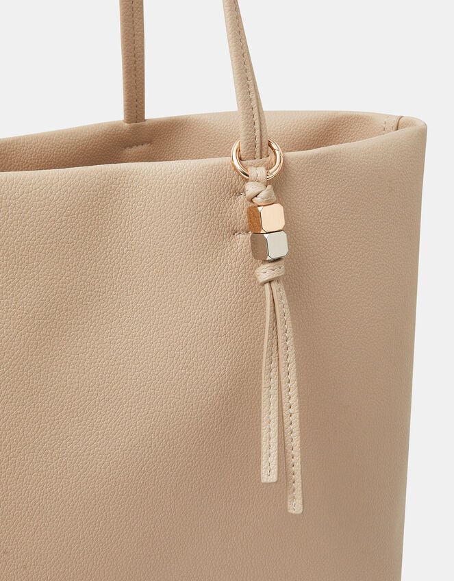 Charm Faux Leather Tote Bag, Cream (CREAM), large