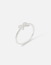 Sterling Silver Sparkle Bow Ring, White (ST CRYSTAL), large