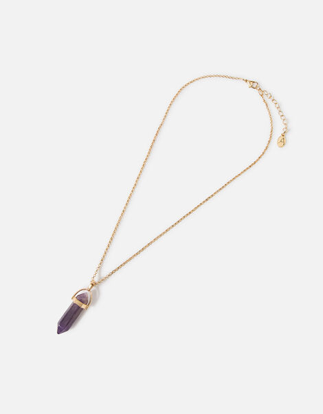 Stone Pendant Necklace Purple, Purple (PURPLE), large