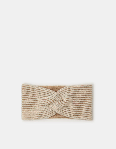 Twist Knit Bando Headband, Natural (NATURAL), large