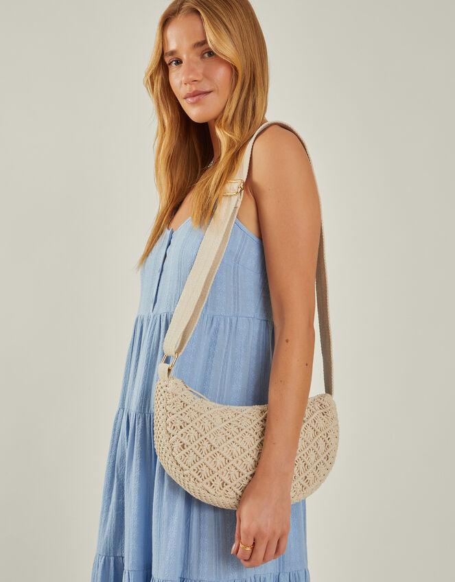 Macrame Sling Cross-Body Bag, , large