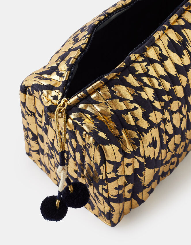 Leopard Metallic Makeup Bag, , large